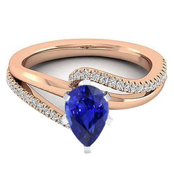 Bague de fiançailles en pierre précieuse saphir bleu deux tons 4.50 carats