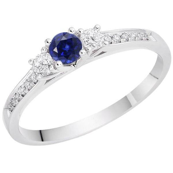Bague de fiançailles en pierres précieuses 2 carats diamant rond bijoux saphir bleu - HarryChadEnt.FR