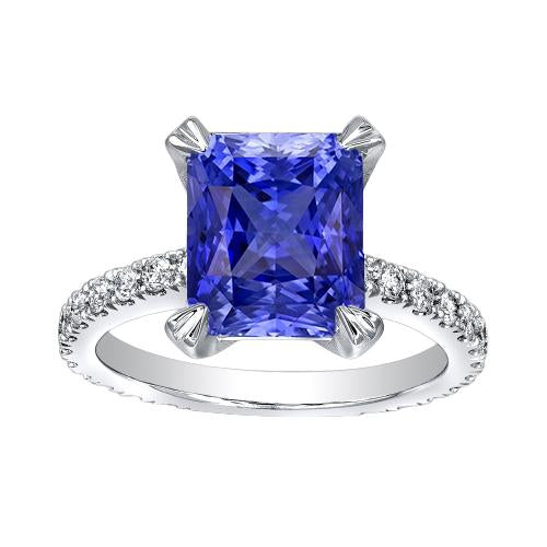 Bague de fiançailles en pierres précieuses sertie de diamants saphir radieux 3 carats - HarryChadEnt.FR