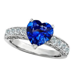 Bague de fiançailles en saphir bleu de Ceylan de 2.50 carats en forme de cœur