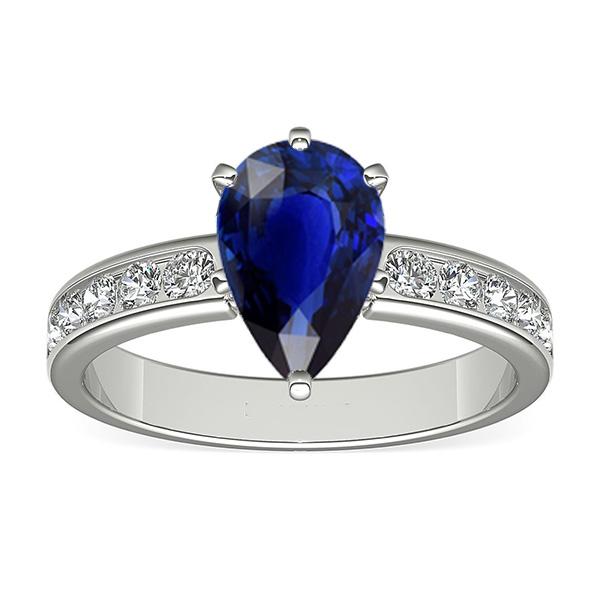 Bague de fiançailles en saphir bleu serti d'accents de diamants 3.50 carats - HarryChadEnt.FR
