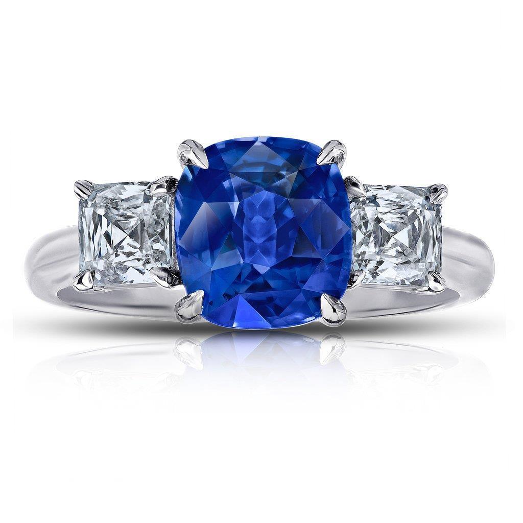 Bague de fiançailles en saphir coussin avec diamants 4 carats - HarryChadEnt.FR