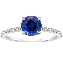 Bague de fiançailles en saphir de Ceylan avec accents en or 2.50 carats 14K