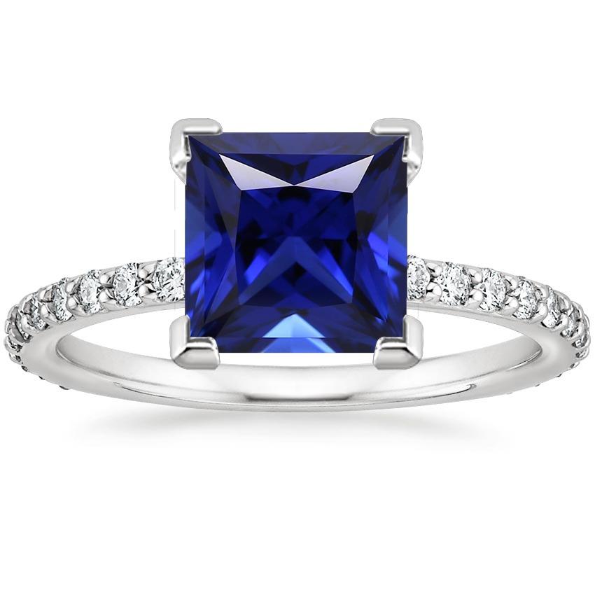 Bague de fiançailles en saphir de Ceylan avec pavé de diamants 5.50 carats - HarryChadEnt.FR
