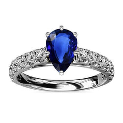 Bague de fiançailles en saphir de Ceylan et diamants en or 3 carats