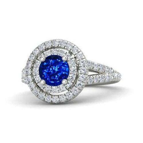 Bague de fiançailles en saphir du Sri Lanka et diamants de 4.25 carats en or 14 carats - HarryChadEnt.FR
