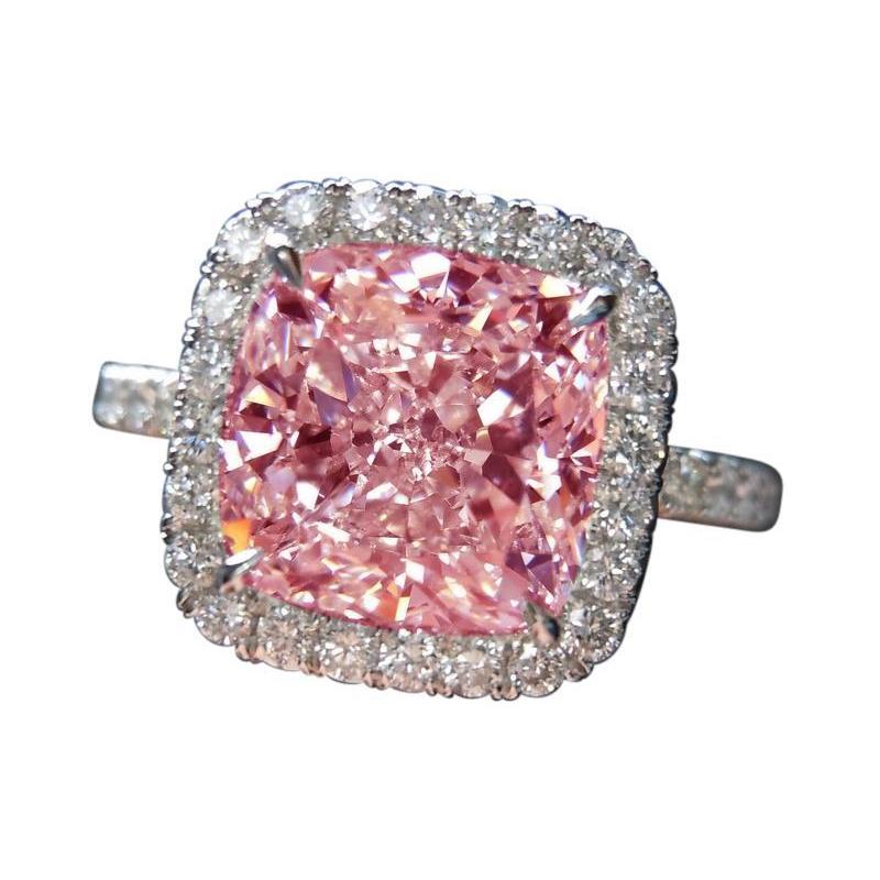 Bague de fiançailles en saphir rose avec pierres précieuses 5 carats. bijoux en or blanc 14K - HarryChadEnt.FR