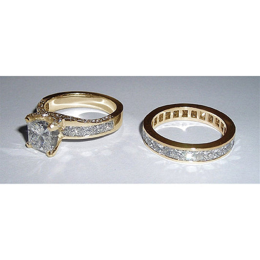 Bague de fiançailles fantaisie avec diamants taille princesse de 3.01 carats en or - HarryChadEnt.FR