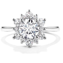Bague de fiançailles halo de diamants étincelants 2.90 carats or blanc 14K
