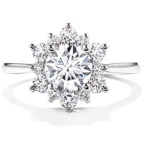 Bague de fiançailles halo de diamants étincelants 2.90 carats or blanc 14K - HarryChadEnt.FR