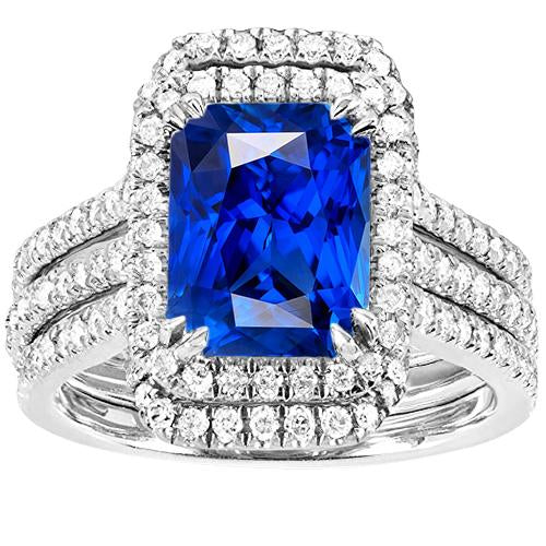 Bague de fiançailles halo diamant saphir sertie avec veste 5 carats - HarryChadEnt.FR