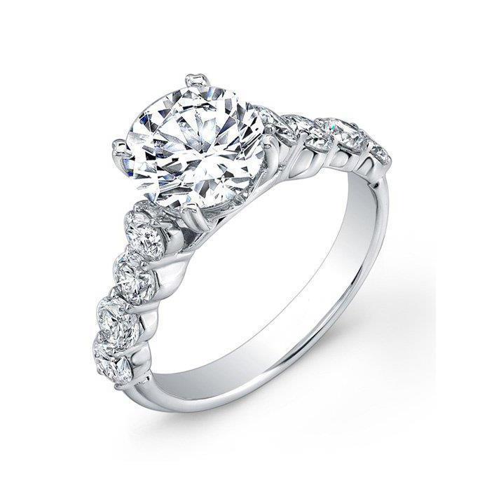 Bague de fiançailles ornée de diamants 4.10 carats or blanc 14K - HarryChadEnt.FR