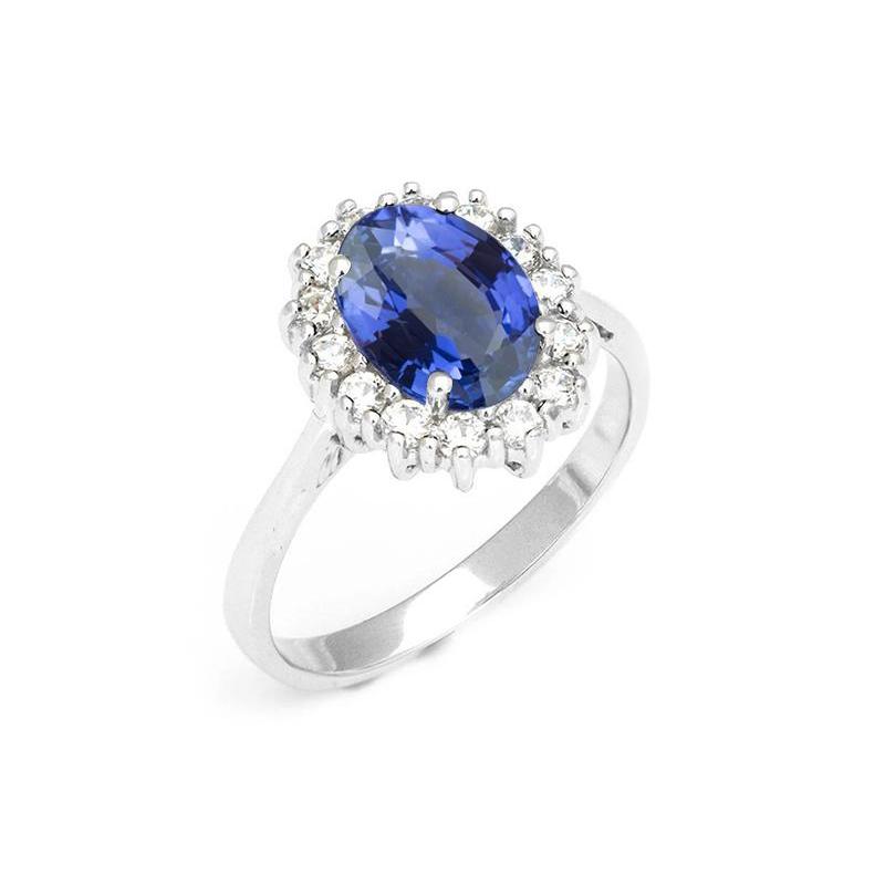 Bague de fiançailles ovale de 3.90 ct avec saphir bleu du Sri Lanka et diamants - HarryChadEnt.FR