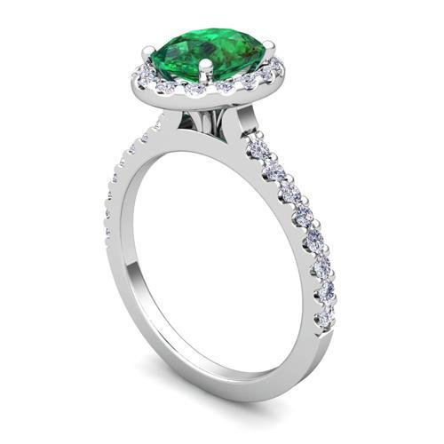 Bague de fiançailles ovale vert émeraude et diamant de 4.30 ct - HarryChadEnt.FR