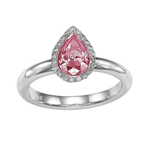 Bague de fiançailles poire saphir rose de 1.26 ct et diamant rond - HarryChadEnt.FR