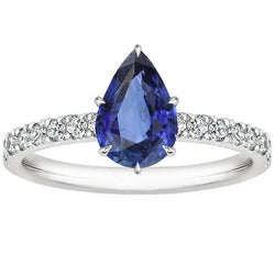 Bague de fiançailles pour femme Saphir bleu avec accents de diamants 5.50 carats