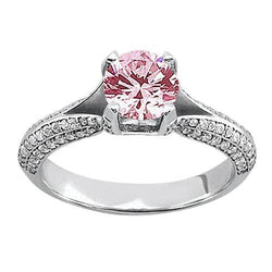 Bague de fiançailles ronde de 1.51 ct avec saphir rose et pierres précieuses blanches