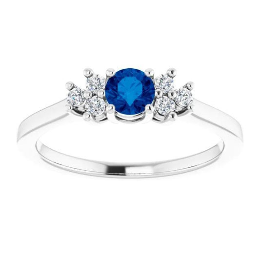Bague de fiançailles ronde saphir bleu 1.50 carats - HarryChadEnt.FR