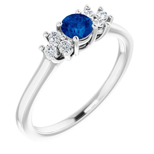 Bague de fiançailles ronde saphir bleu 1.50 carats - HarryChadEnt.FR