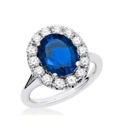 Bague de fiançailles saphir du Sri Lanka et diamants de 3.40 ct - HarryChadEnt.FR