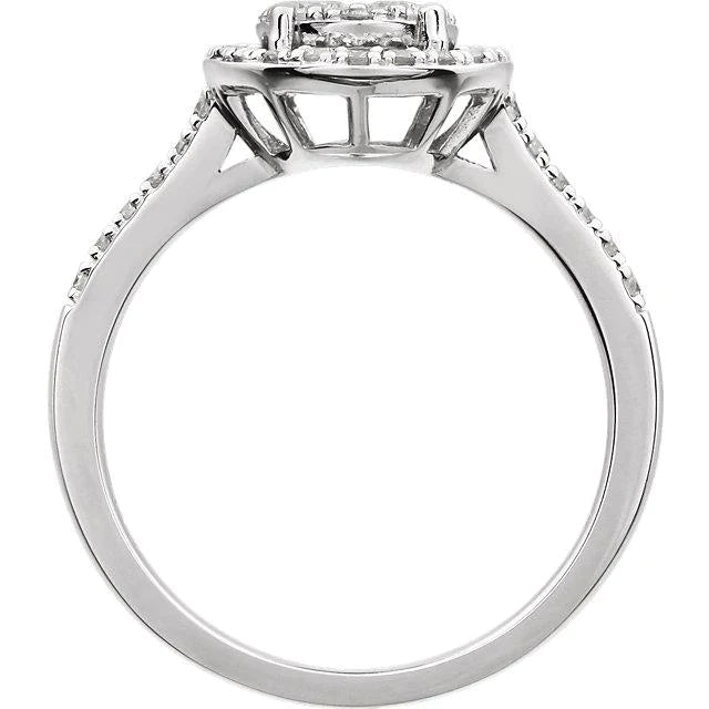 Bague de fiançailles sertie cathédrale avec halo de diamants Bijoux pour femmes