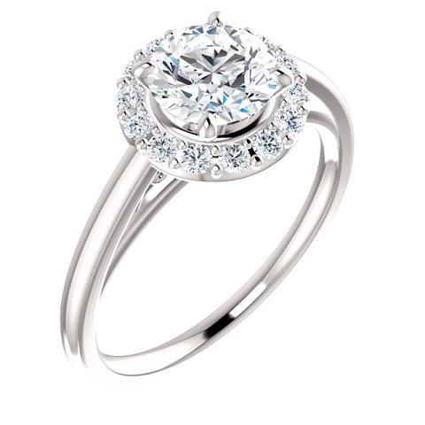 Bague de fiançailles sertie halo de diamants ronds de 1.50 carats en or blanc 14 carats - HarryChadEnt.FR