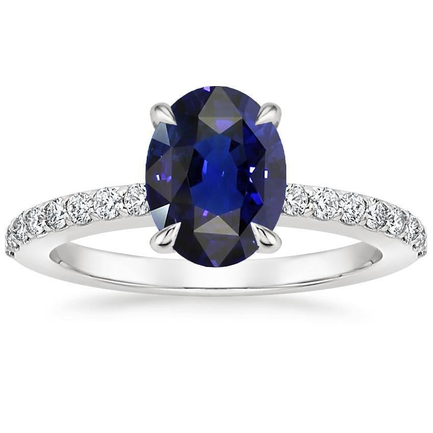 Bague de fiançailles solitaire avec accents de diamants Saphir bleu 4 carats - HarryChadEnt.FR