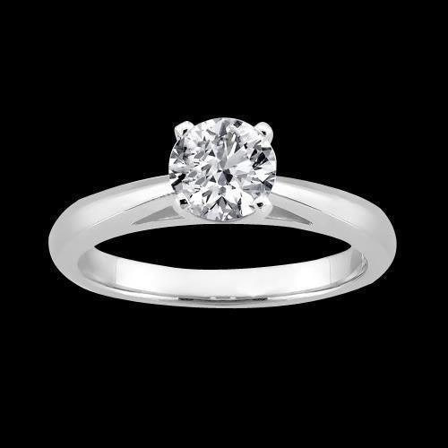 Bague de fiançailles solitaire avec diamants sertis cathédrale 1 carat - HarryChadEnt.FR