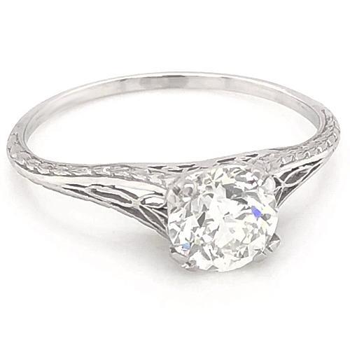 Bague de fiançailles solitaire diamant 1 carat filigrane or blanc 14K - HarryChadEnt.FR