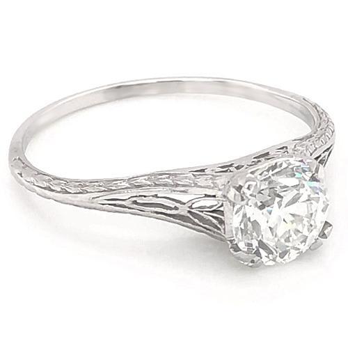 Bague de fiançailles solitaire diamant 1 carat filigrane or blanc 14K - HarryChadEnt.FR