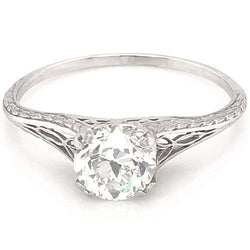 Bague de fiançailles solitaire diamant 1 carat filigrane or blanc 14K