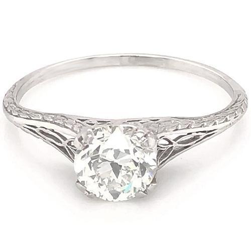 Bague de fiançailles solitaire diamant 1 carat filigrane or blanc 14K - HarryChadEnt.FR