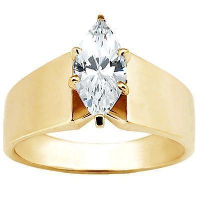 Bague de fiançailles solitaire diamant marquise 1.50 carat or jaune - HarryChadEnt.FR