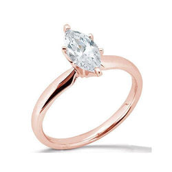 Bague de fiançailles solitaire diamant marquise 1.51 carats en or rose