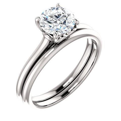 Bague de fiançailles solitaire diamant rond 1 carat en or blanc 14 carats - HarryChadEnt.FR