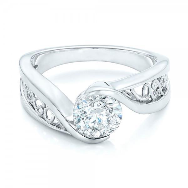 Bague de fiançailles solitaire diamant rond étincelant 2 ct or blanc - HarryChadEnt.FR
