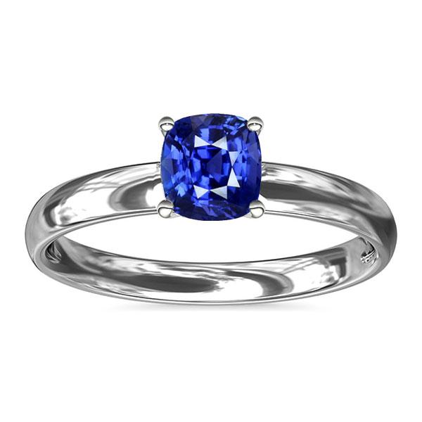 Bague de fiançailles solitaire saphir bleu 1.50 carats tige épaisse en or - HarryChadEnt.FR