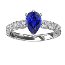 Bague de fiançailles solitaire saphir bleu avec accents de diamants 4 carats