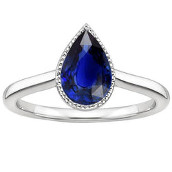 Bague de fiançailles solitaire sertie clos poire saphir de Ceylan 2.50 carats