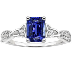 Bague de fiançailles tige fendue saphir bleu éclatant et diamant 4 carats