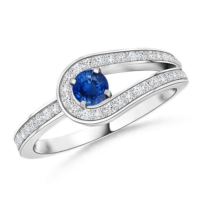Bague de mariage 3.40 ct avec saphir de Ceylan et diamants en or blanc 14K - HarryChadEnt.FR