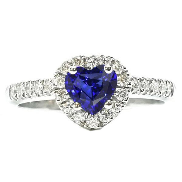Bague de mariage Halo Heart Ceylan Saphir 3.50 Carats Bijoux en diamant - HarryChadEnt.FR
