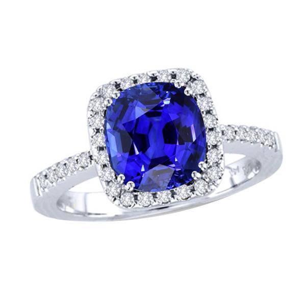 Bague de mariage Halo coussin saphir 4 carats diamant accent bijoux - HarryChadEnt.FR