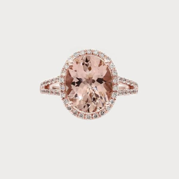 Bague de mariage Morganite ovale de 33.75 ct avec diamants - HarryChadEnt.FR