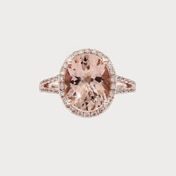 Bague de mariage Morganite ovale de 33.75 ct avec diamants