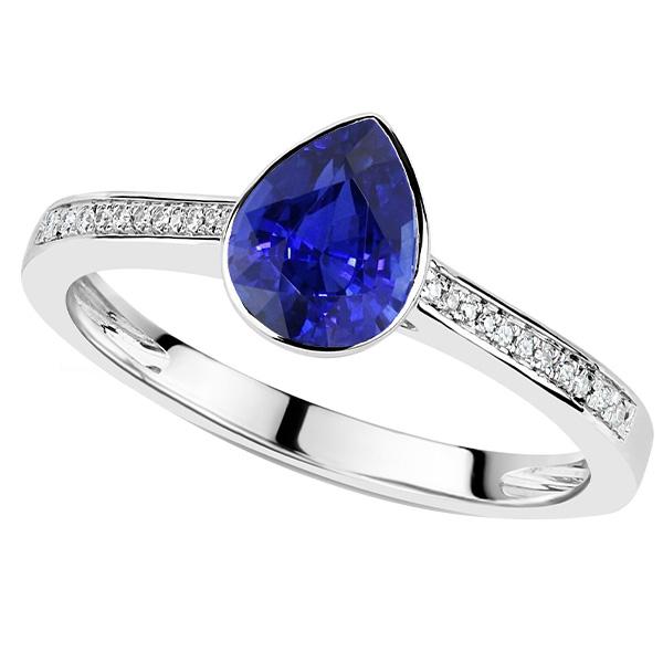 Bague de mariage avec pierres précieuses serti clos saphir bleu et diamants 3 carats - HarryChadEnt.FR