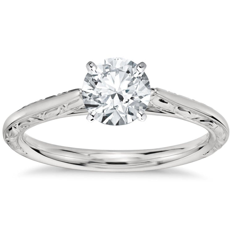 Bague de mariage de style antique avec diamant solitaire taille ronde 3 ct - HarryChadEnt.FR