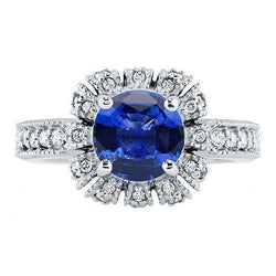 Bague de mariage diamant Coupe Ronde saphir sri lankais 3.20 carats bijoux