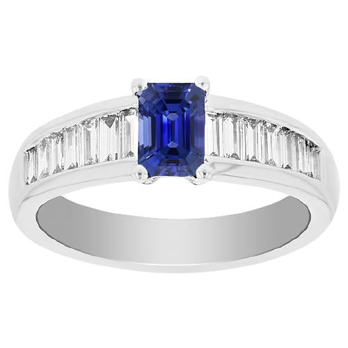 Bague de mariage diamant baguette 2 carats pierre précieuse saphir bleu émeraude - HarryChadEnt.FR