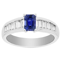 Bague de mariage diamant baguette 2 carats pierre précieuse saphir bleu émeraude